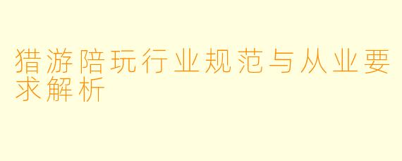 猎游陪玩行业规范与从业要求解析