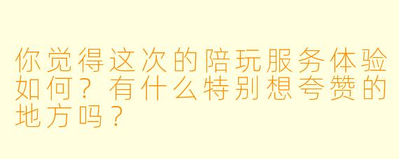 你觉得这次的陪玩服务体验如何？有什么特别想夸赞的地方吗？