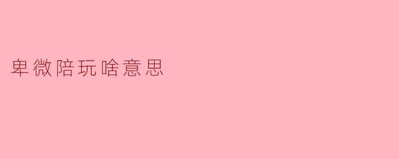卑微陪玩啥意思