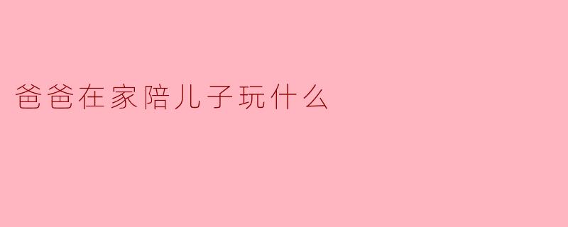 爸爸在家陪儿子玩什么