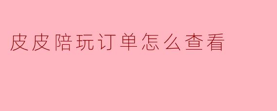皮皮陪玩订单怎么查看