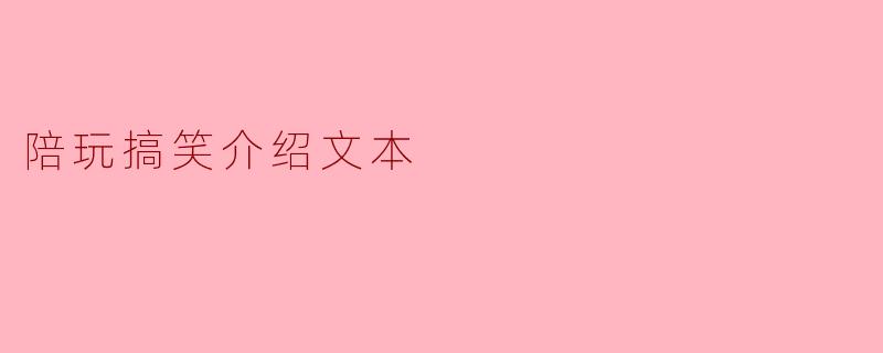 陪玩搞笑介绍文本
