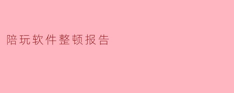 陪玩软件整顿报告