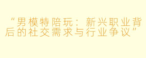 “男模特陪玩：新兴职业背后的社交需求与行业争议”