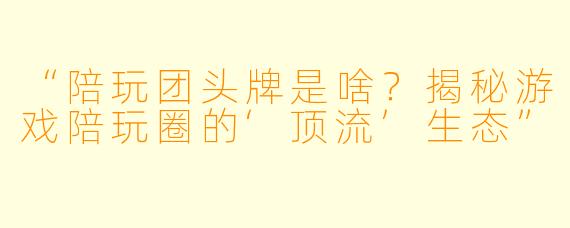 “陪玩团头牌是啥？揭秘游戏陪玩圈的‘顶流’生态”