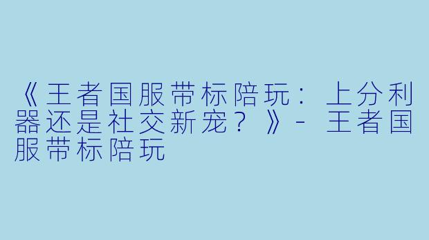 《王者国服带标陪玩：上分利器还是社交新宠？》-王者国服带标陪玩