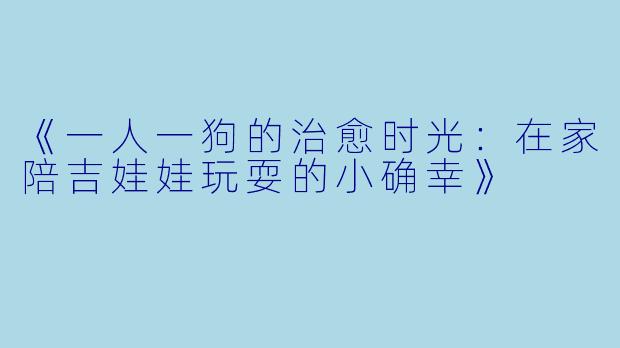《一人一狗的治愈时光：在家陪吉娃娃玩耍的小确幸》