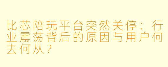 比芯陪玩平台突然关停：行业震荡背后的原因与用户何去何从？