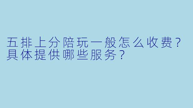 五排上分陪玩一般怎么收费？具体提供哪些服务？