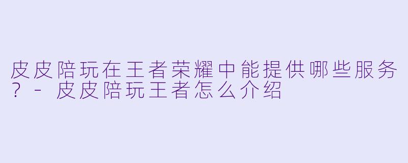 皮皮陪玩在王者荣耀中能提供哪些服务？-皮皮陪玩王者怎么介绍