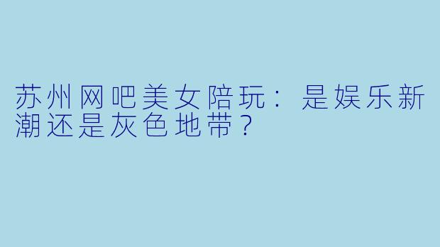 苏州网吧美女陪玩：是娱乐新潮还是灰色地带？