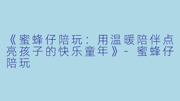《蜜蜂仔陪玩：用温暖陪伴点亮孩子的快乐童年》-蜜蜂仔陪玩