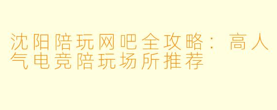 沈阳陪玩网吧全攻略：高人气电竞陪玩场所推荐