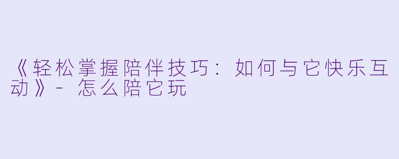 《轻松掌握陪伴技巧：如何与它快乐互动》-怎么陪它玩
