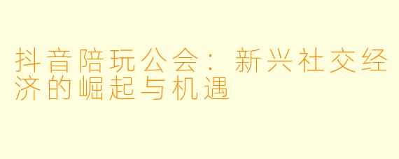 抖音陪玩公会：新兴社交经济的崛起与机遇