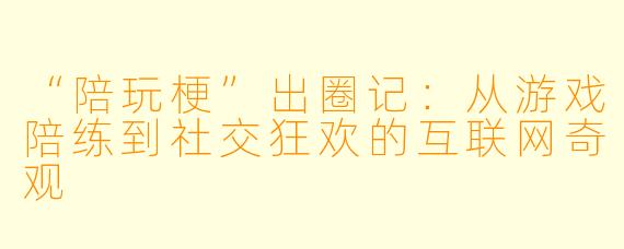 “陪玩梗”出圈记：从游戏陪练到社交狂欢的互联网奇观