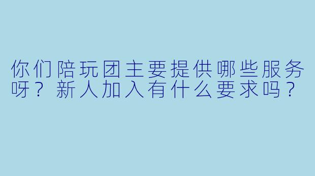 你们陪玩团主要提供哪些服务呀？新人加入有什么要求吗？