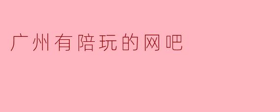 广州有陪玩的网吧