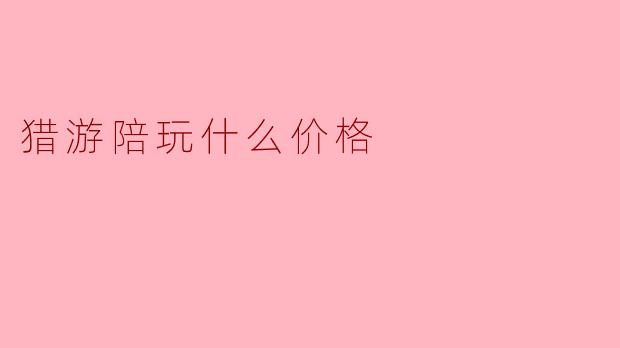 猎游陪玩什么价格