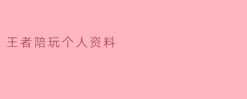 王者陪玩个人资料
