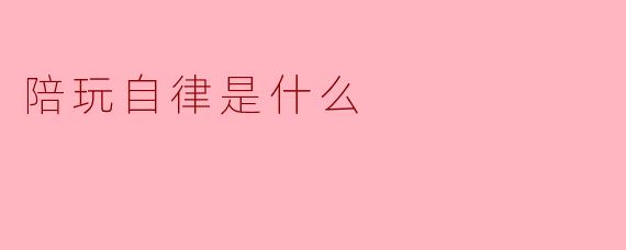陪玩自律是什么