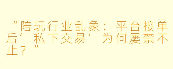 “陪玩行业乱象：平台接单后‘私下交易’为何屡禁不止？”