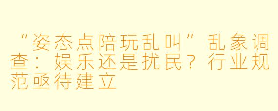 “姿态点陪玩乱叫”乱象调查：娱乐还是扰民？行业规范亟待建立