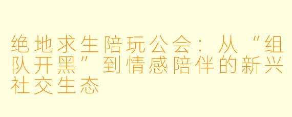 绝地求生陪玩公会：从“组队开黑”到情感陪伴的新兴社交生态