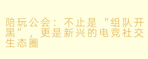 陪玩公会：不止是“组队开黑”，更是新兴的电竞社交生态圈