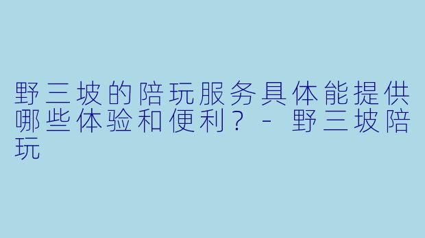 野三坡的陪玩服务具体能提供哪些体验和便利？