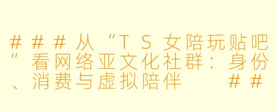 ###从“TS女陪玩贴吧”看网络亚文化社群:身份、消费与虚拟陪伴
###