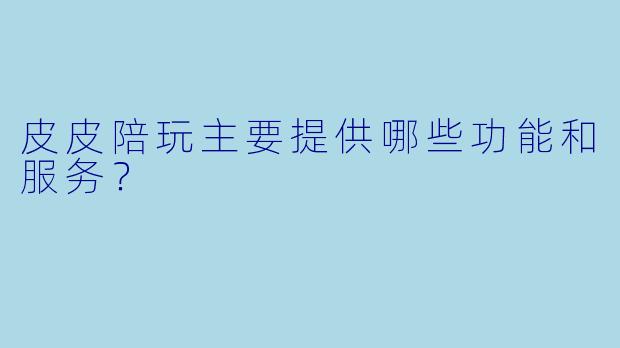 皮皮陪玩主要提供哪些功能和服务?