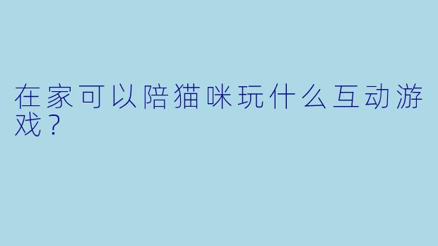 在家可以陪猫咪玩什么互动游戏？