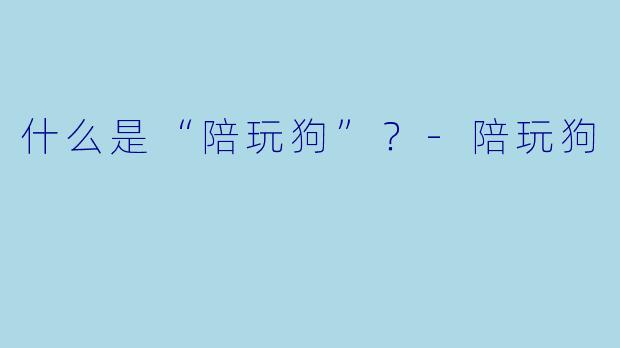 什么是“陪玩狗”？