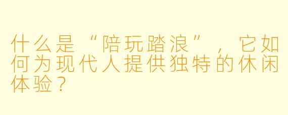 什么是“陪玩踏浪”,它如何为现代人提供独特的休闲体验?
