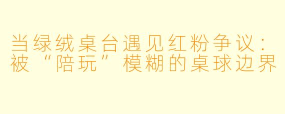 当绿绒桌台遇见红粉争议：被“陪玩”模糊的桌球边界