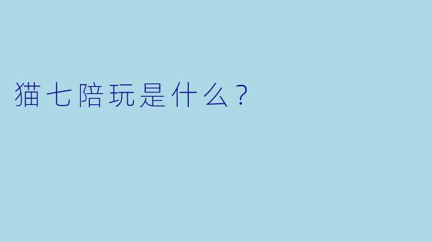 猫七陪玩是什么？