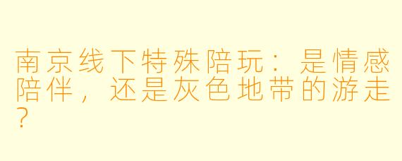 南京线下特殊陪玩:是情感陪伴,还是灰色地带的游走?