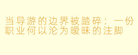 当导游的边界被踏碎：一份职业何以沦为暧昧的注脚