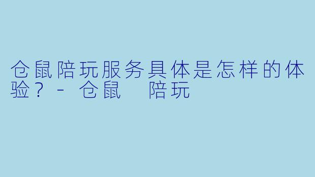 仓鼠陪玩服务具体是怎样的体验？-仓鼠 陪玩