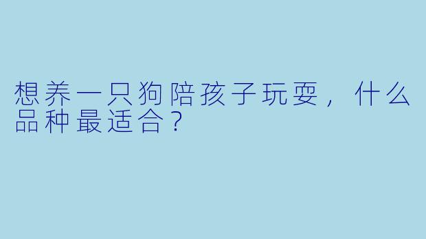 想养一只狗陪孩子玩耍，什么品种最适合？