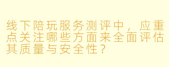 线下陪玩服务测评中,应重点关注哪些方面来全面评估其质量与安全性?