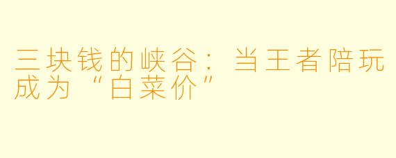 三块钱的峡谷：当王者陪玩成为“白菜价”