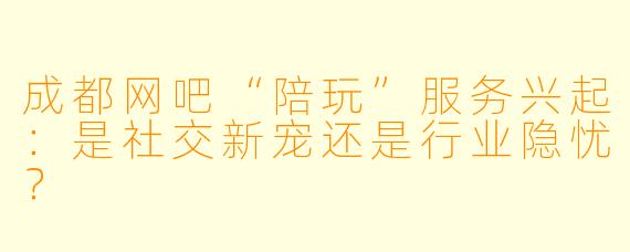 成都网吧“陪玩”服务兴起：是社交新宠还是行业隐忧？