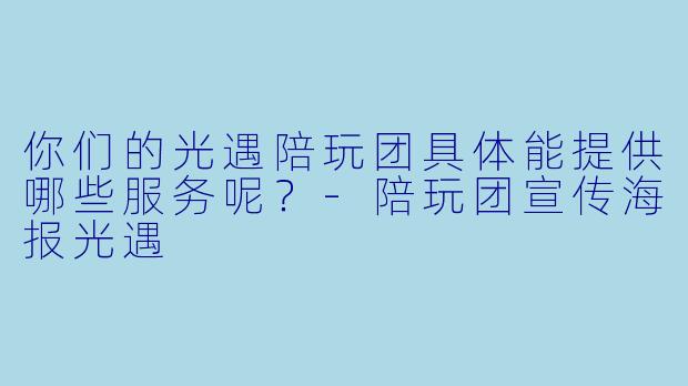 你们的光遇陪玩团具体能提供哪些服务呢？