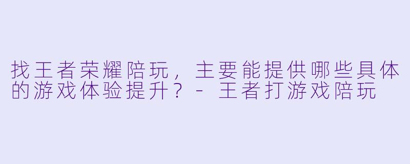 找王者荣耀陪玩，主要能提供哪些具体的游戏体验提升？