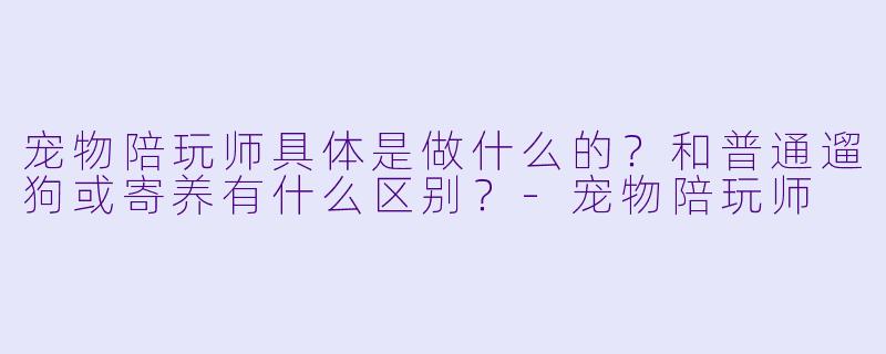 宠物陪玩师具体是做什么的？和普通遛狗或寄养有什么区别？-宠物陪玩师