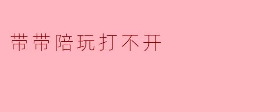 带带陪玩打不开