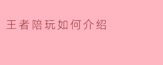 王者陪玩如何介绍