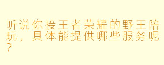 听说你接王者荣耀的野王陪玩，具体能提供哪些服务呢？